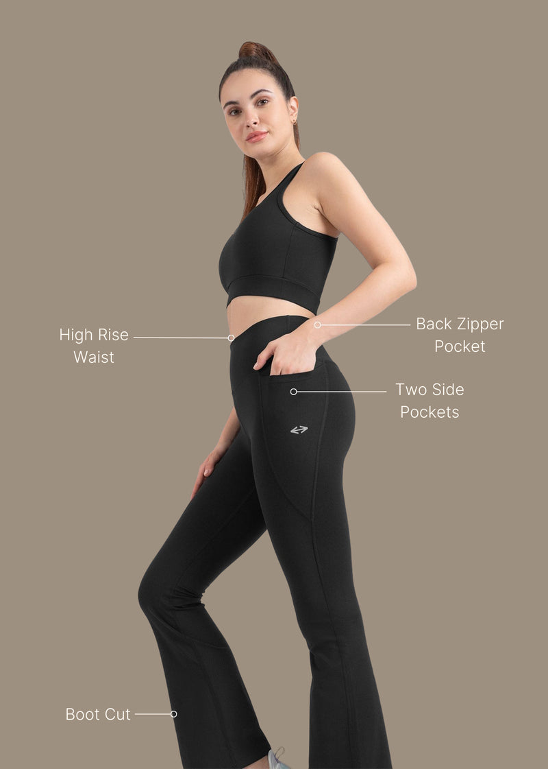 StrchFlex High rise Flare Leggings - Black