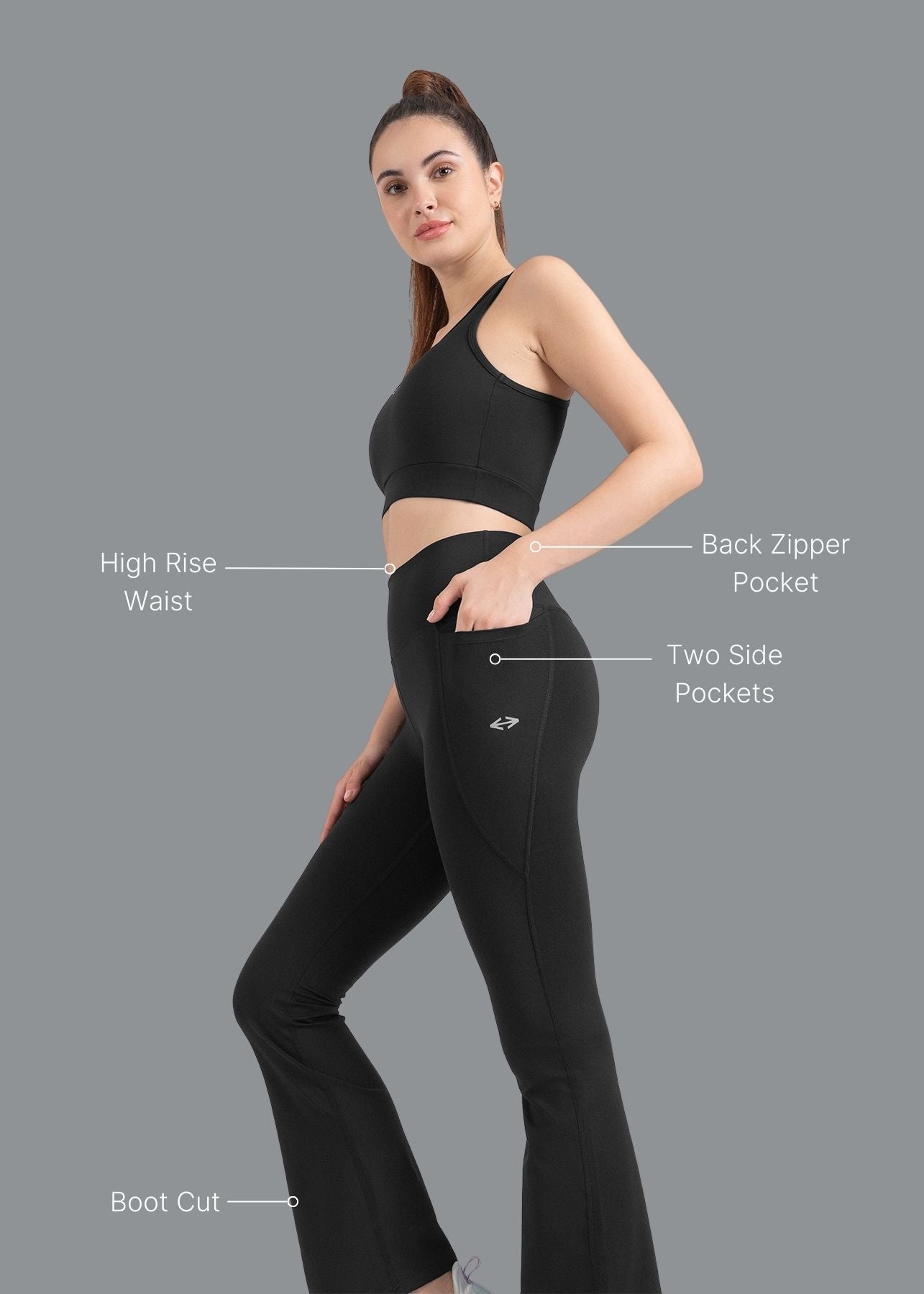 StrchFlex High rise Flare Leggings - Black