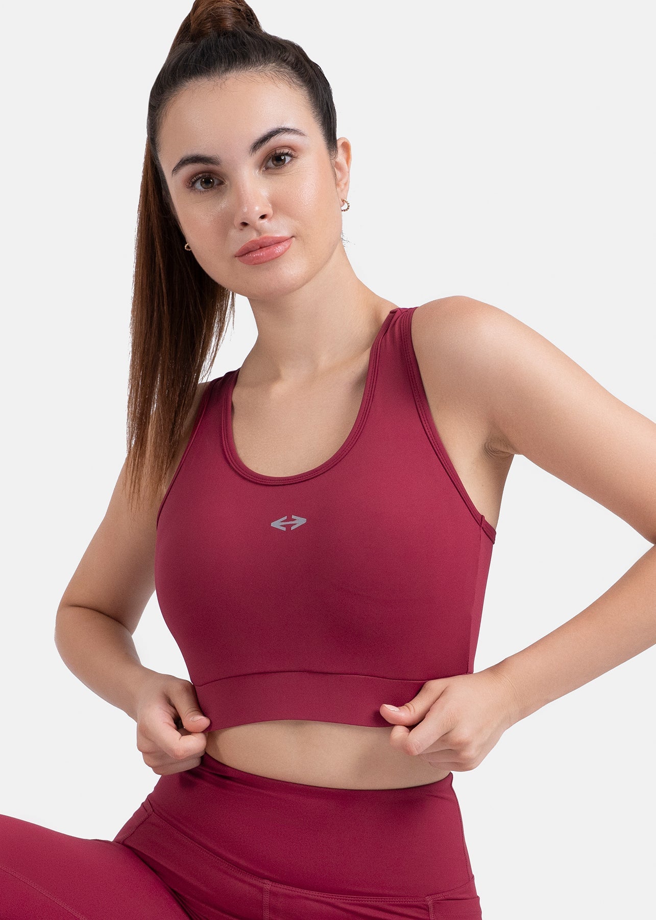 High Impact Basic Workout Sports Bra - Maroon - 1