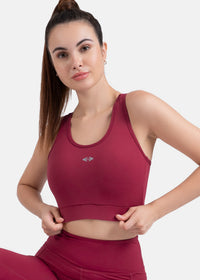 High Impact Basic Workout Sports Bra - Maroon - 1