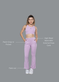 Women Gym Flare Pants - Lavender - 2