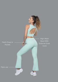 Women Gym Flare Pants - Mint Green - 2