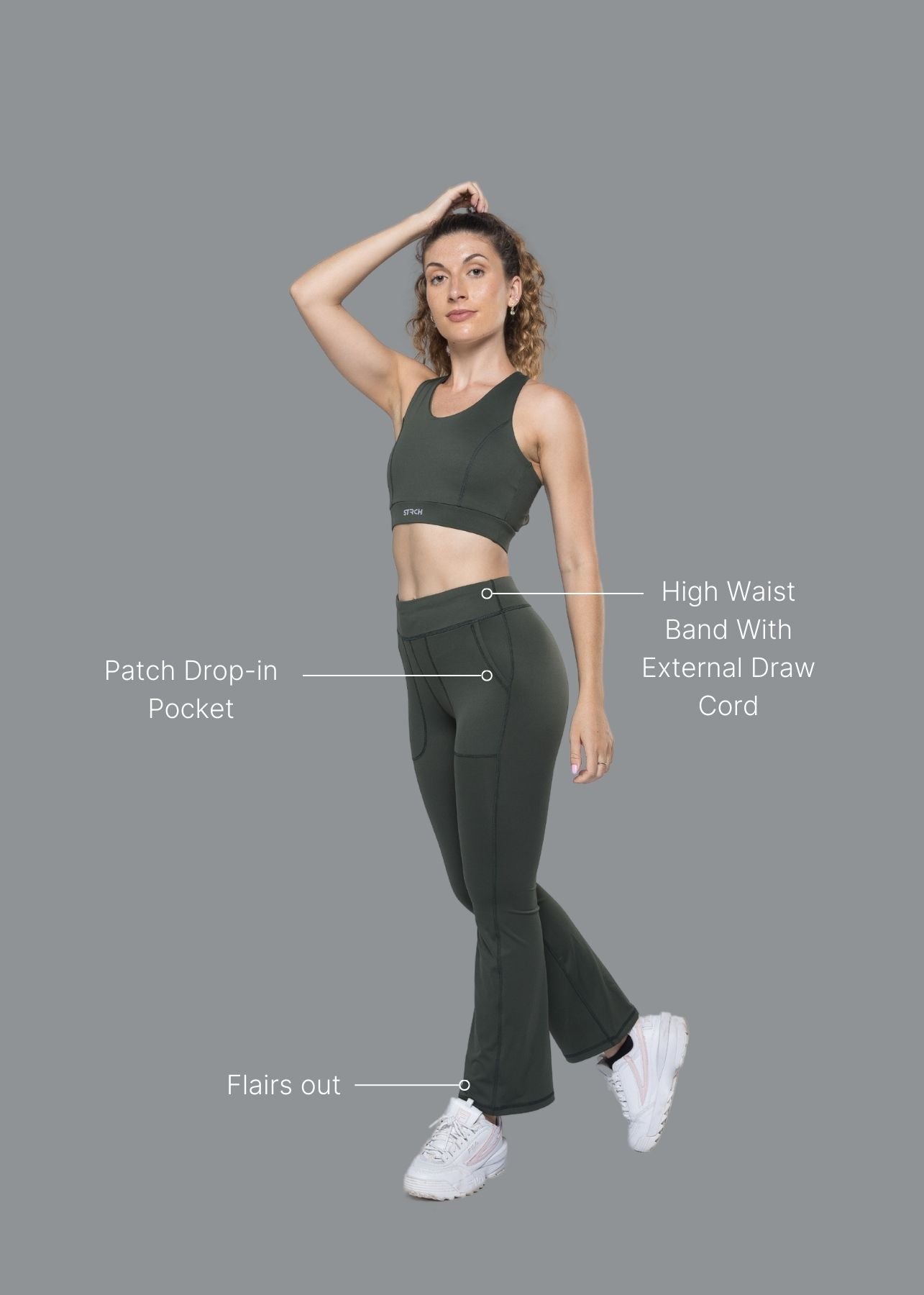 Women Gym Flare Pants - Dark Green - 2