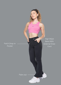 Women Gym Flare Pants - Black - 2