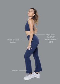 Women Gym Flare Pants - Navy Blue - 2