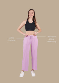 Women High Waist Flare Pants - Lavender - 3