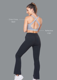 Women Cross Back Active Bra Grey - 3