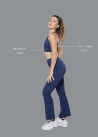 Women Cross Back Active Bra Navy Blue - 2