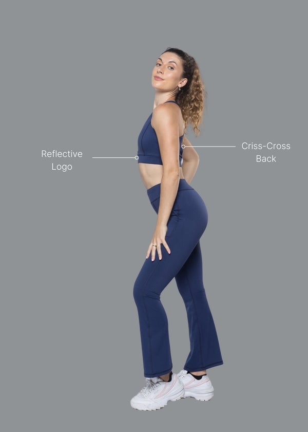 Women Cross Back Active Bra Navy Blue - 2