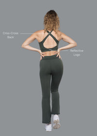 Women Cross Back Active Bra Dark Green - 2