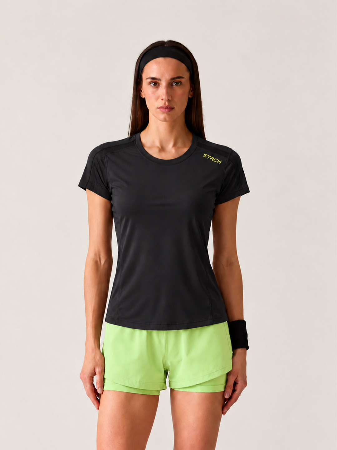 Women Mesh-Panel Ventilated Tee - Regular Fit - Black