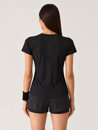 Women Mesh-Panel Ventilated Tee - Regular Fit - Black
