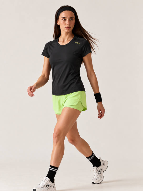 Women Mesh-Panel Ventilated Tee - Regular Fit - Black