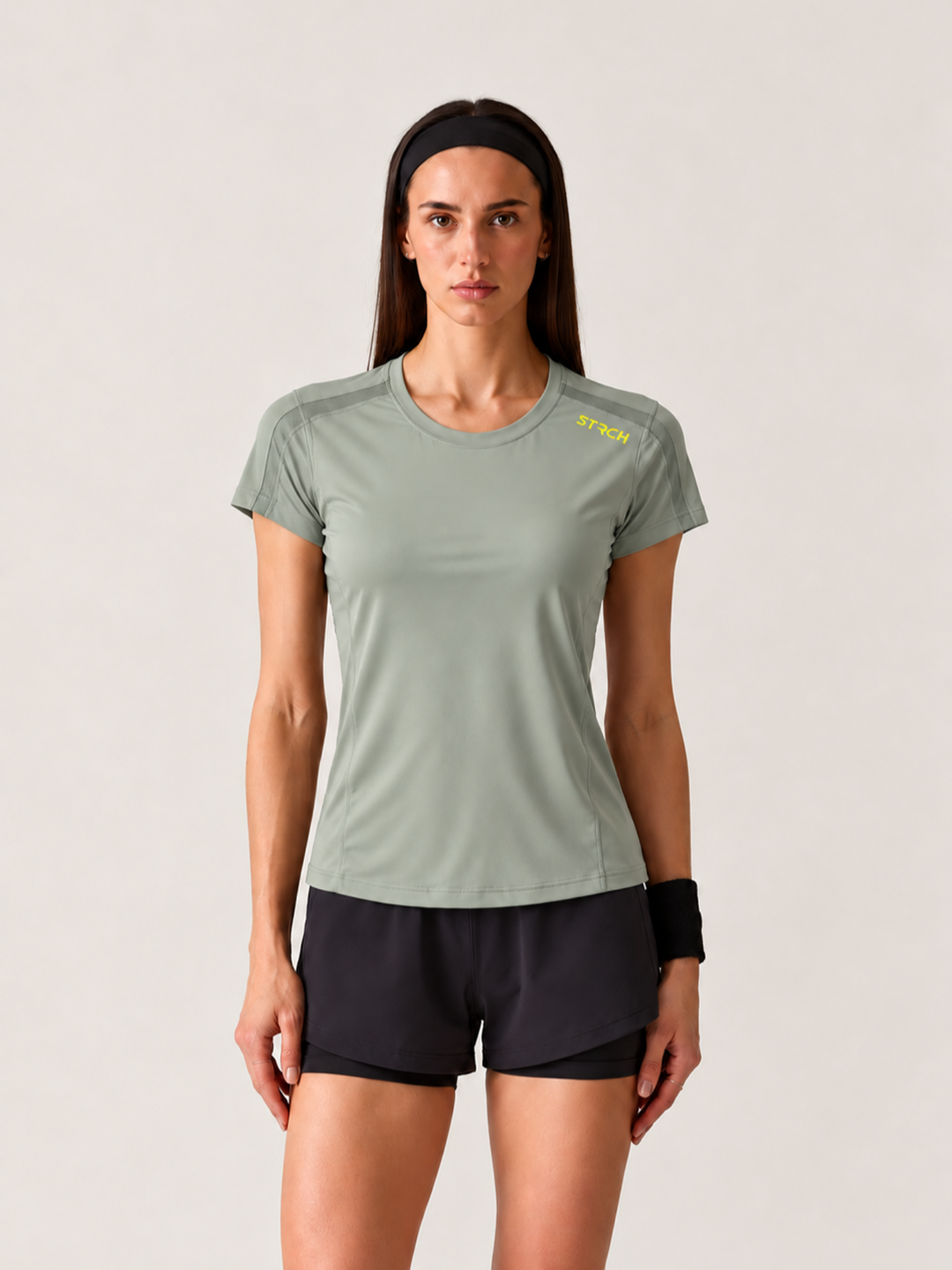 Women Mesh-Panel Ventilated Tee - Regular Fit - Grey