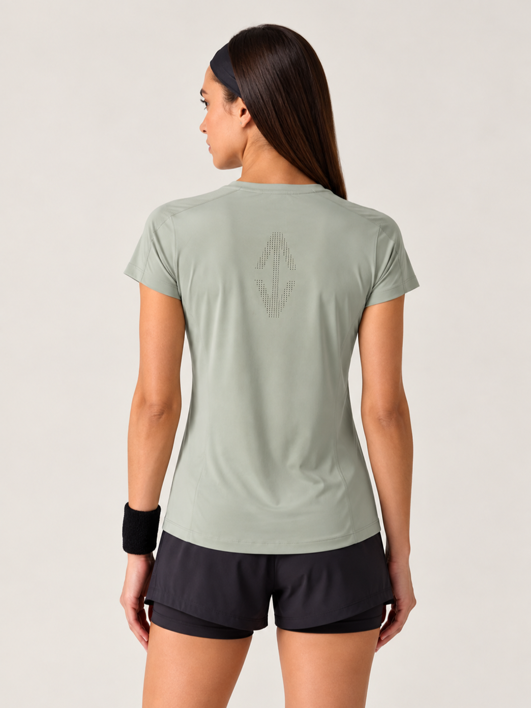 Women Mesh-Panel Ventilated Tee - Regular Fit - Grey