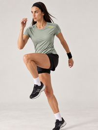 Women Mesh-Panel Ventilated Tee - Regular Fit - Grey