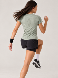 Women Mesh-Panel Ventilated Tee - Regular Fit - Grey