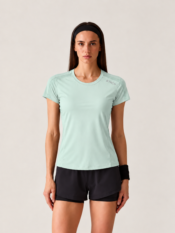 Women Mesh-Panel Ventilated Tee - Regular Fit - Mint Green