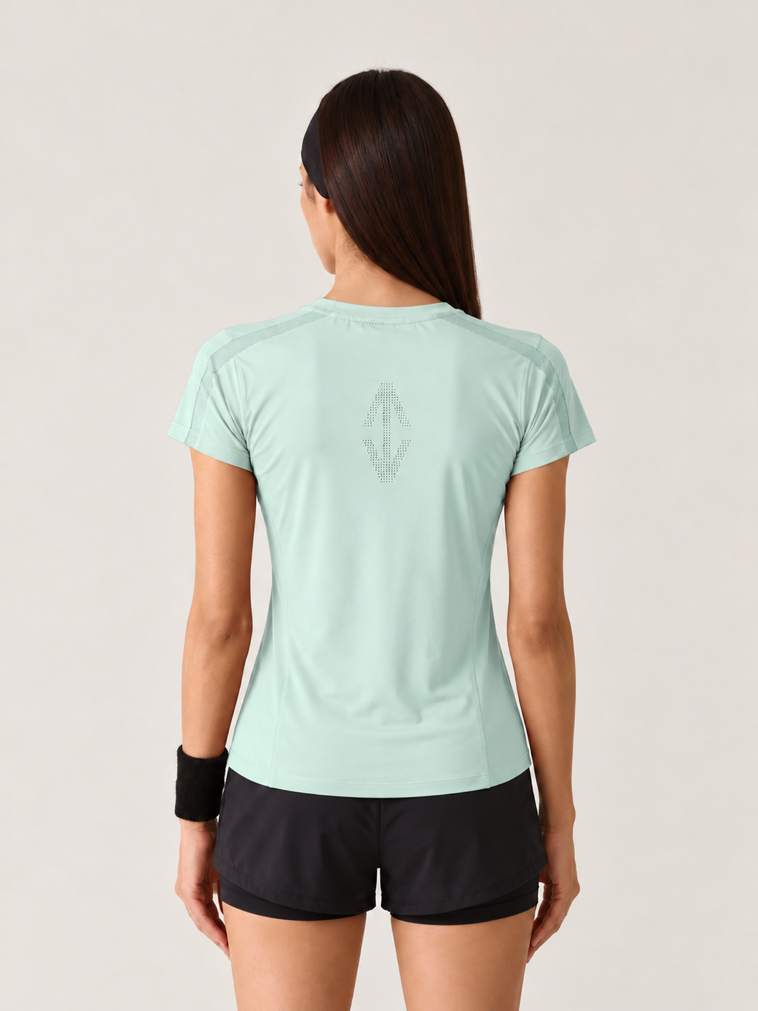 Women Mesh-Panel Ventilated Tee - Regular Fit - Mint Green