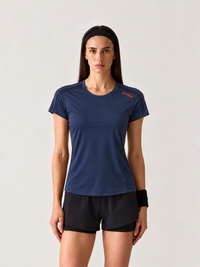 Women Mesh-Panel Ventilated Tee - Regular Fit - Navy Blue