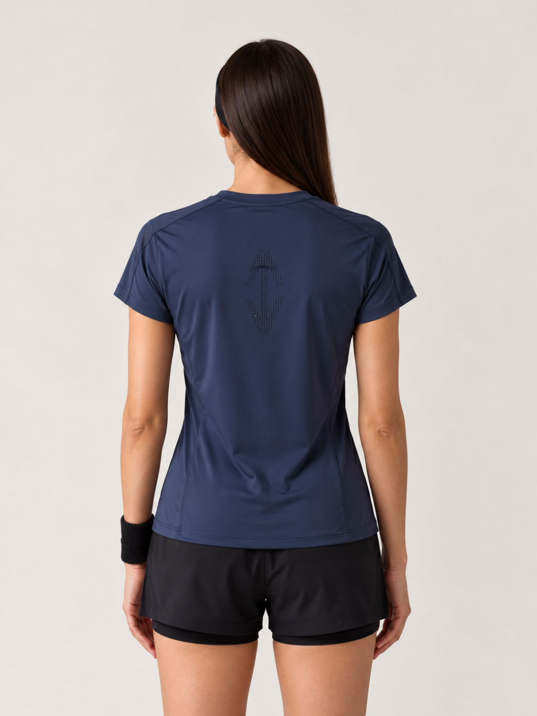 Women Mesh-Panel Ventilated Tee - Regular Fit - Navy Blue