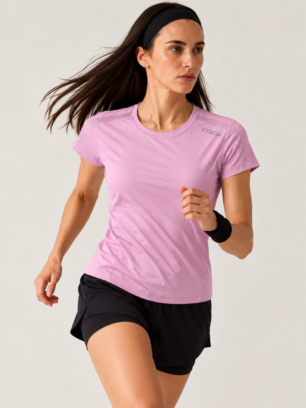 Women Mesh-Panel Ventilated Tee - Regular Fit - Lavender
