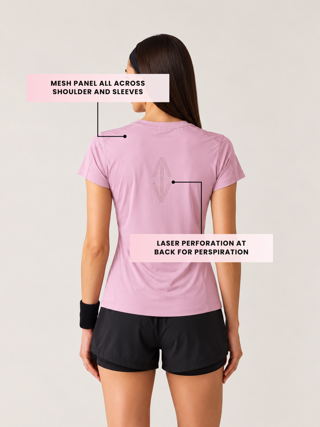 Women Mesh-Panel Ventilated Tee - Regular Fit - Lavender