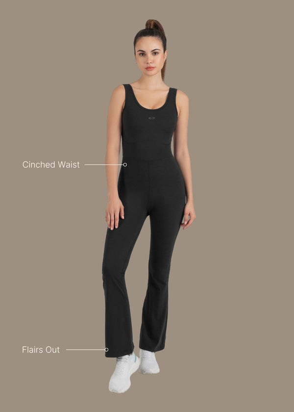 Women Cross Back Jumpsuit - Black - 3