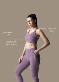 Women Criss Cross Gym Sports Bra - Blue Lilac - 3