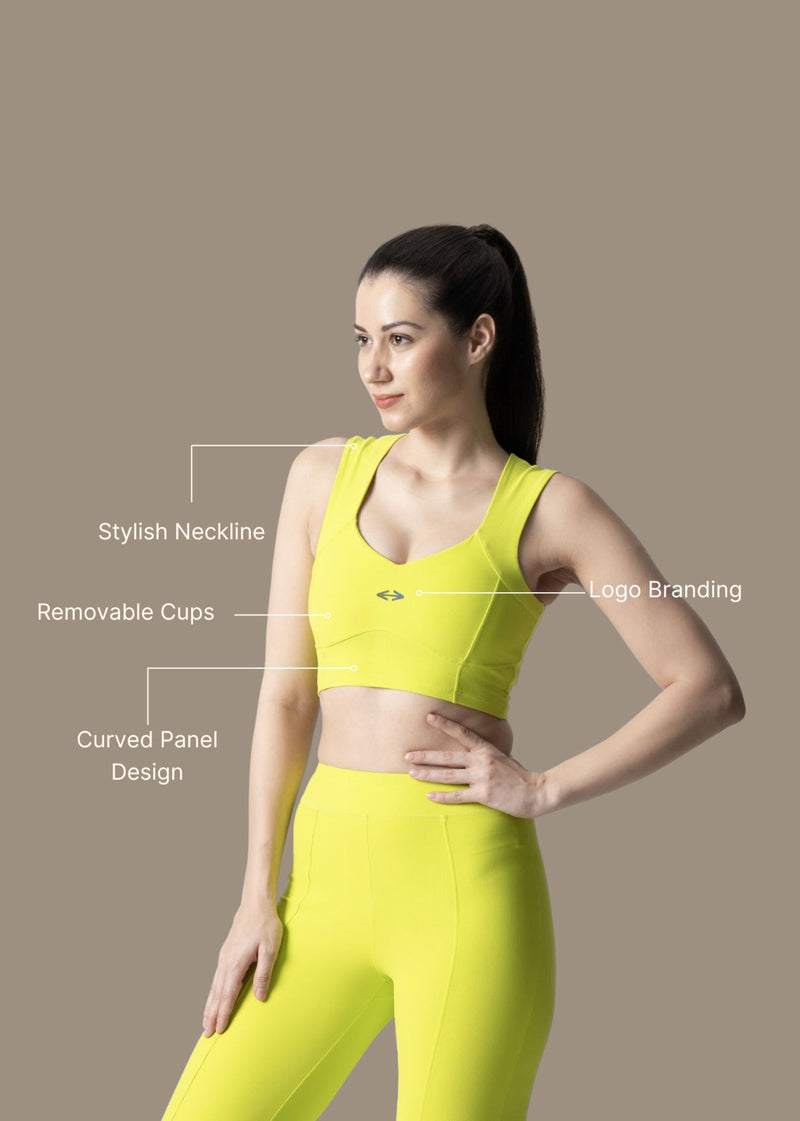 Women Reflective Gym Sports Bra - Neon Green