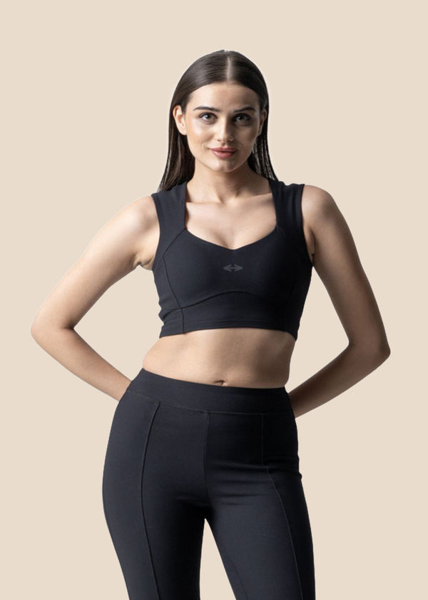 Women Reflective Gym Sports Bra - Black - 1