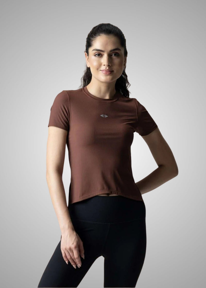 Women Side Tie Crop Top - Brown
