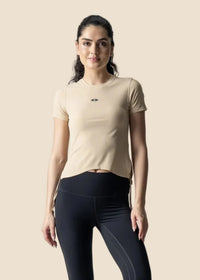 Side Tie Crop Top - Beige