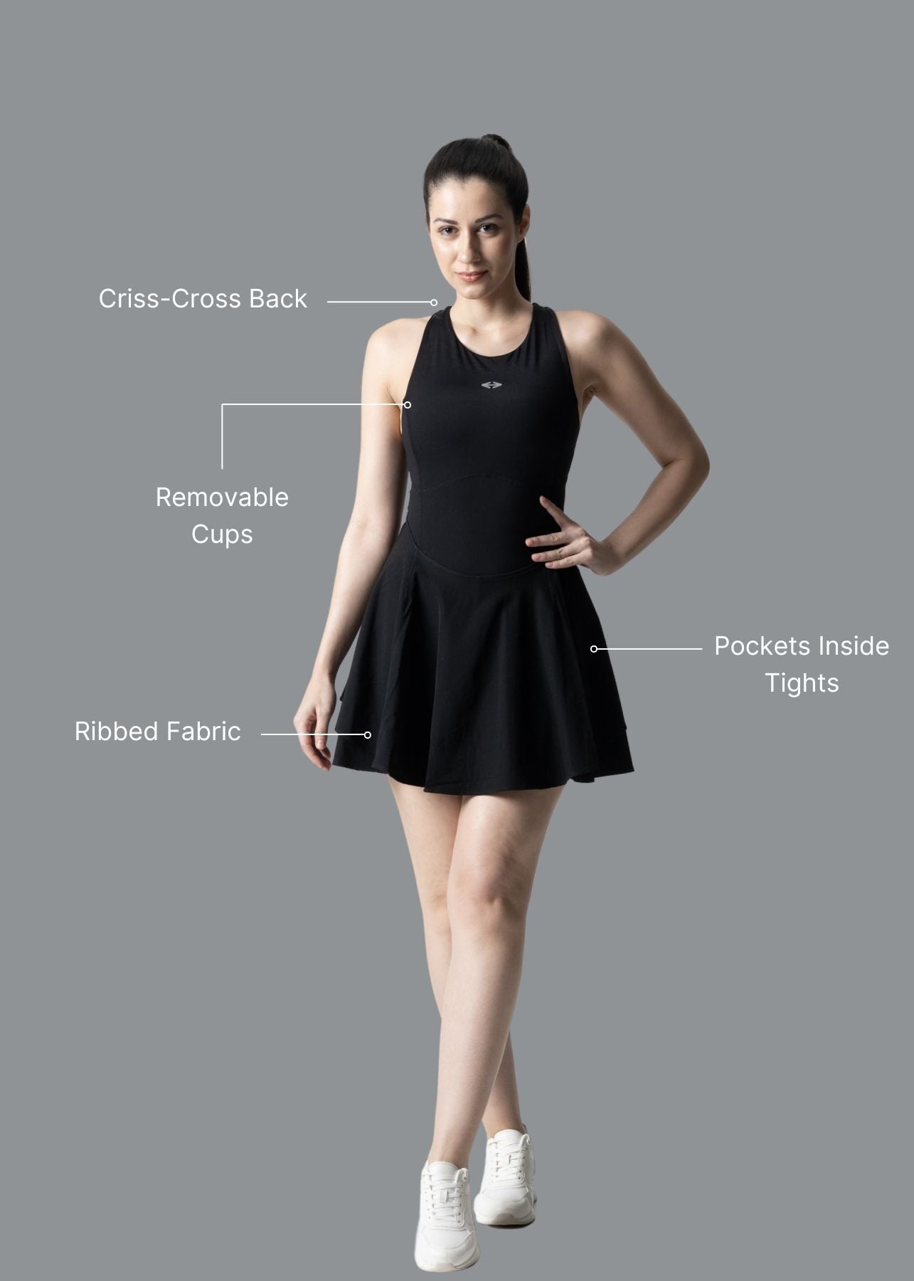SrtchFlex Tennis Dress - Black