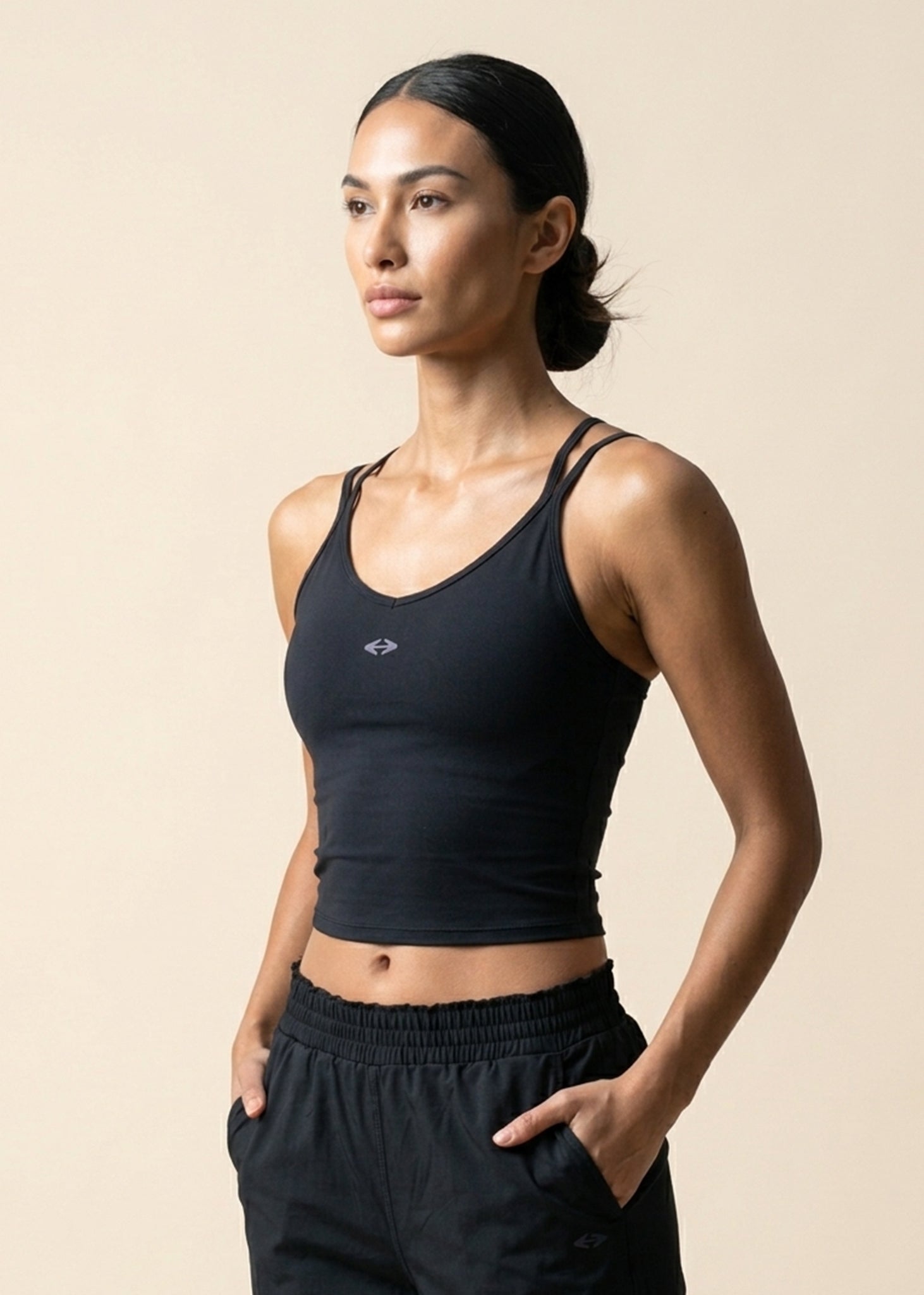 Women Criss Cross Bra Tank - Black - 2