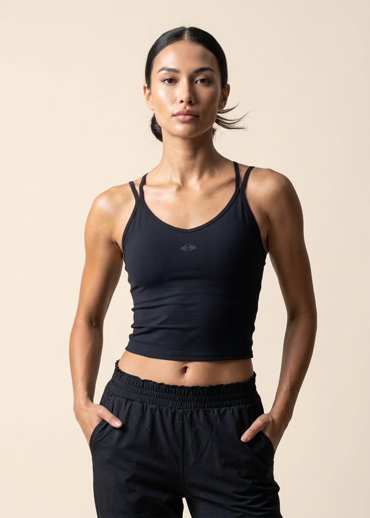 Women Criss Cross Bra Tank - Black - 1