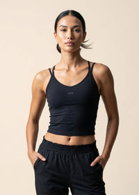 Women Criss Cross Bra Tank - Black - 1