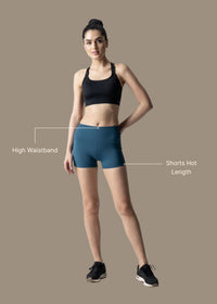 Women Cycling Shorts - Deep Teal Blue - 3