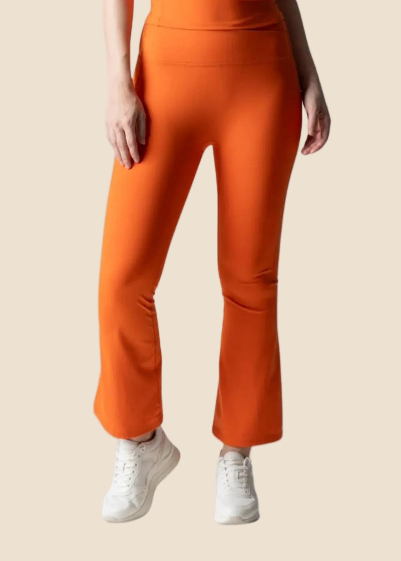 Women High Waist Bootcut Workout Leggings - Orange - 6