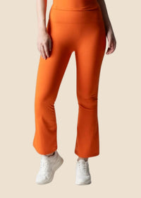 Women High Waist Bootcut Workout Leggings - Orange - 6