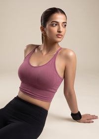 Seamless open Back Sports Bra - Hawthorn Rose - 2