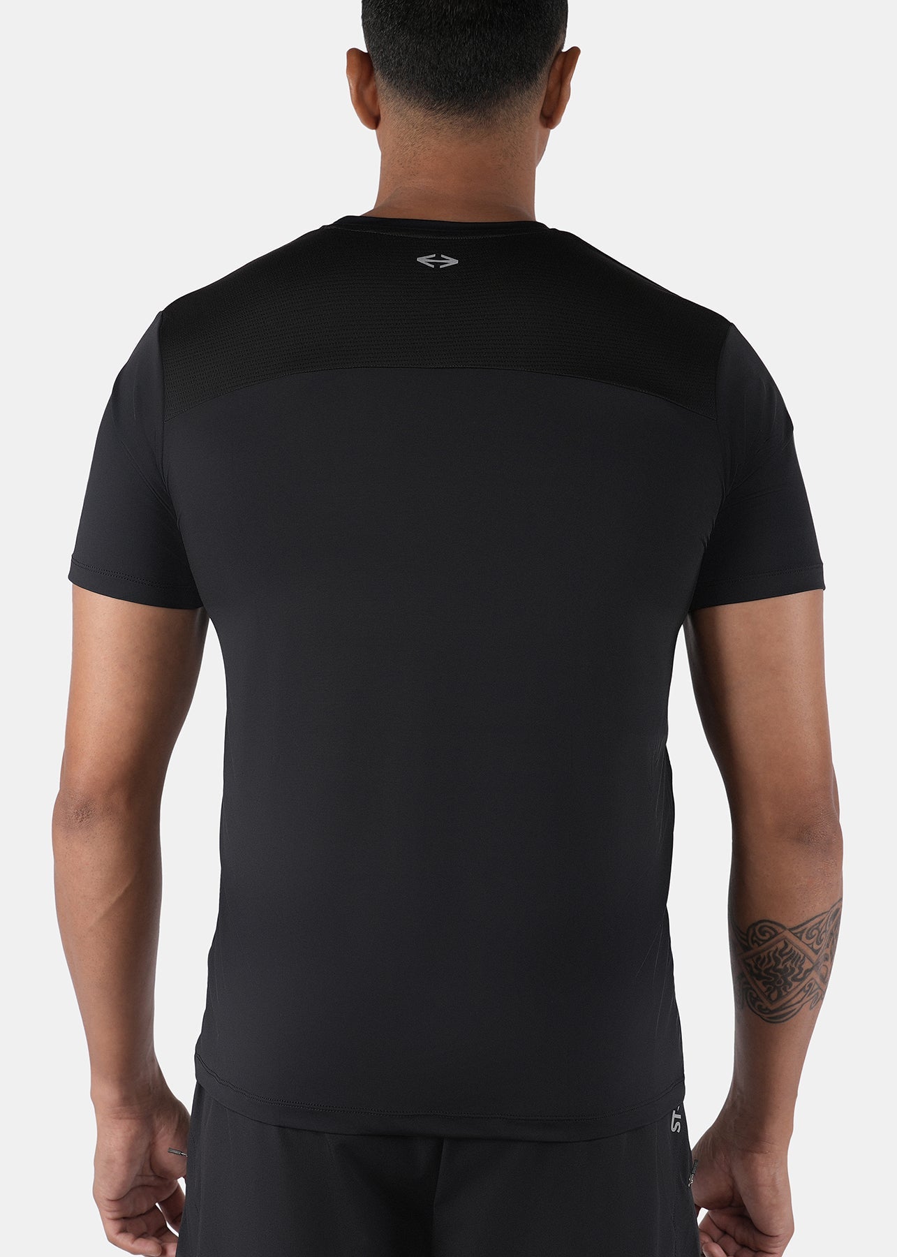 Men Breathable Mesh Panel Tshirt Black - 3