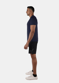Men Breathable Mesh Panel Tshirt Navy Blue - 2
