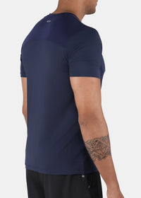 Men Breathable Mesh Panel Tshirt Navy Blue - 5