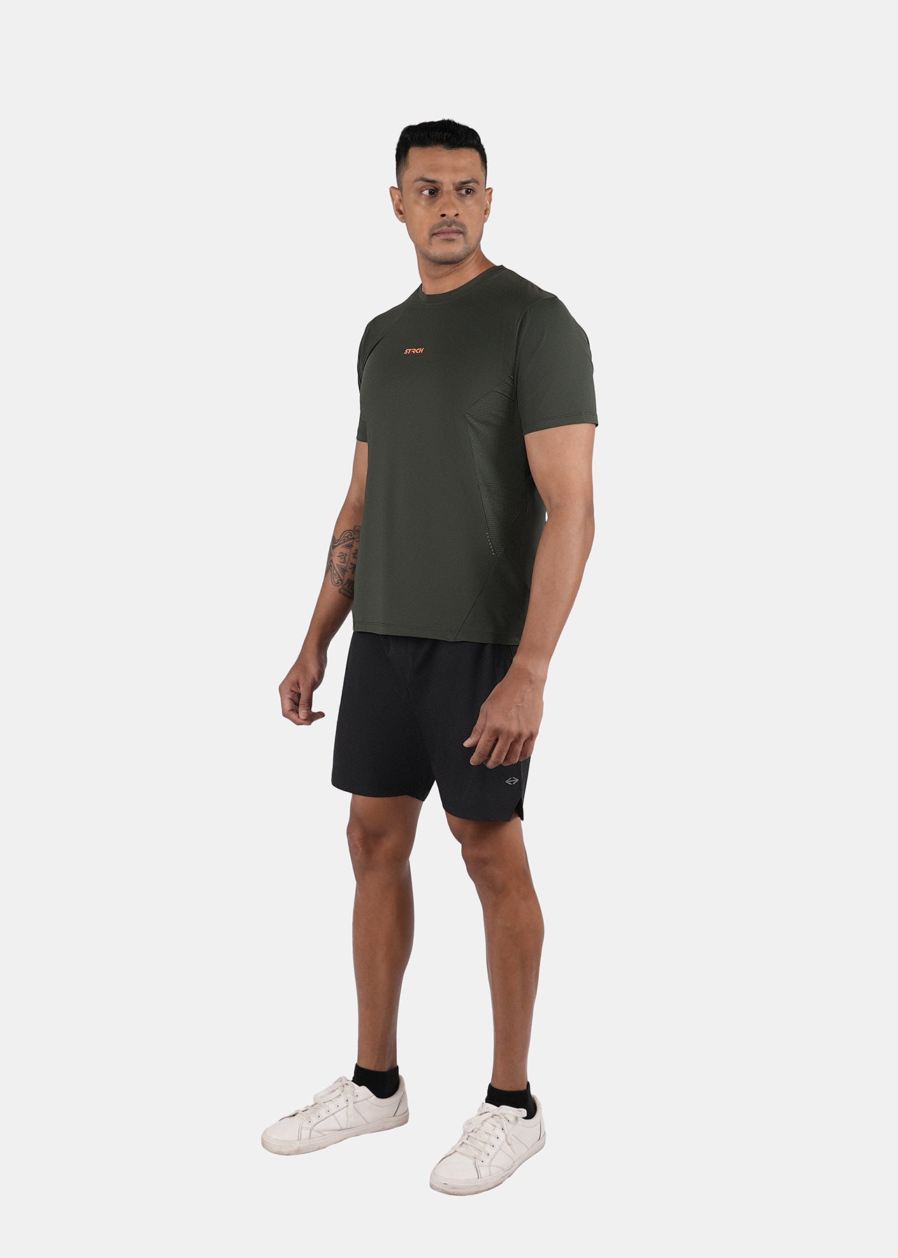 Men Breathable Mesh Panel Tshirt Army Green - 4