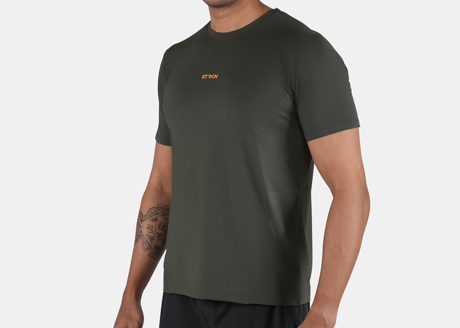 Men Breathable Mesh Panel Tshirt Army Green - 5