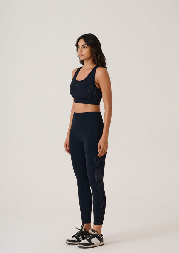 Reflective High Performance Leggings- Slim Fit - Jet Black