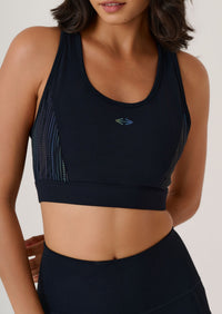 Reflective High Impact Sports Bra - Black