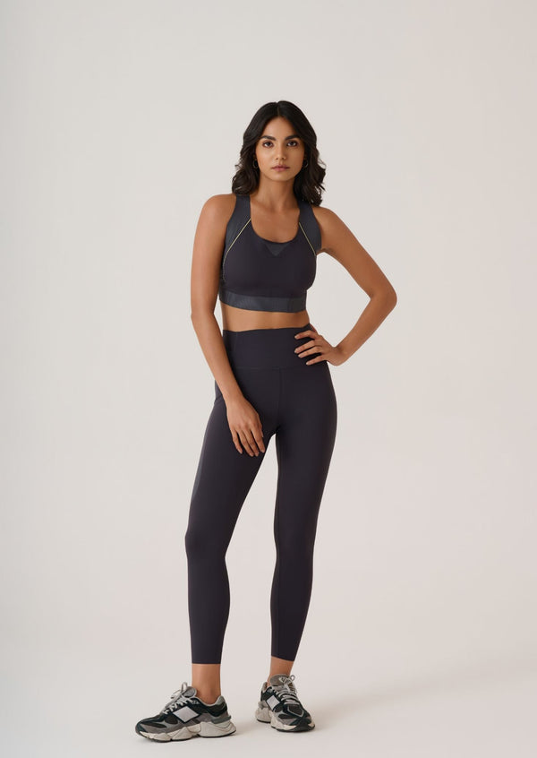 Bonded Anti-Roll Waistband Leggings - Slim Fit - Jet Black