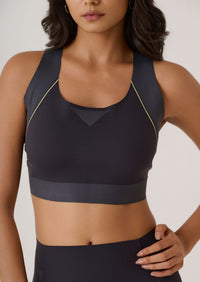 Racer Back Sports Bra-Jet Black